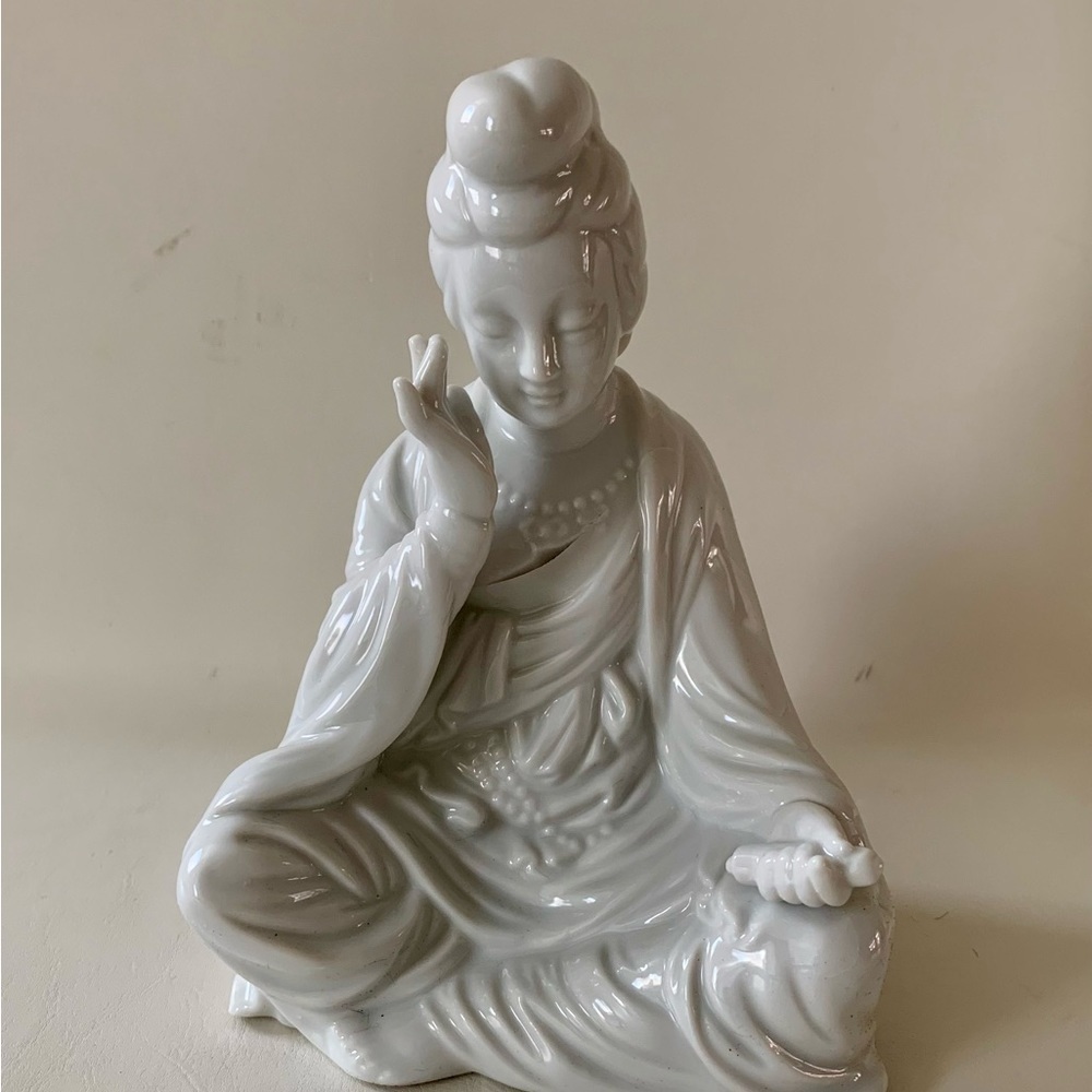 Vintage White Porcelain Chinese Statue